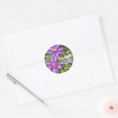 Dank u paarse bloemen ronde sticker (Envelop)