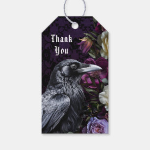 Dank u Paarse boeket met kraai cadeau Labels Cadeaulabel