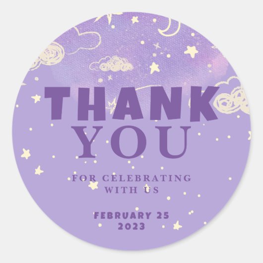 Dank u Paarse Dream Baby shower Gift Labels (Voorkant)