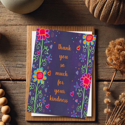 Dank u Paarse Floral Kaart