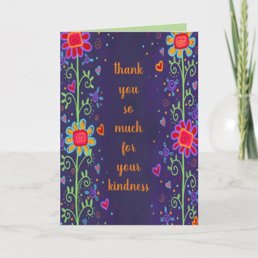 Dank u Paarse Floral Kaart (Voorkant)