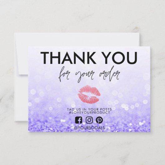 Dank u Paarse Glitter Pink Lips Media Insert (Voorkant)