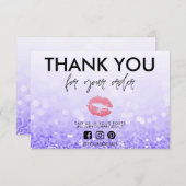 Dank u Paarse Glitter Pink Lips Media Insert (Voorkant / Achterkant)