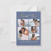 Dank u paarse gouden 5 foto's collage bruiloft notitiekaartje (Voorkant)