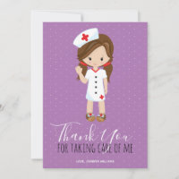 Dank u Paarse Manuscript Brunette Cartoon Nurse
