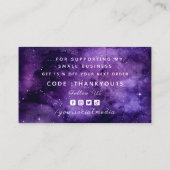 Dank u Paarse Night Sky Cosmic Galaxy Trendy Visitekaartje (Achterkant)