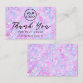 Dank u paarse opaal achtergrond visitekaartje (Voorkant / Achterkant)