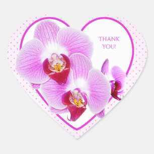 "Dank u" Paarse Orchidee Bloemenfotografie Hart Sticker