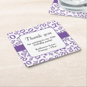 Dank u: Paarse/witte 70ste Willekeurige Getal Patr Kartonnen Onderzetters (Schuin)
