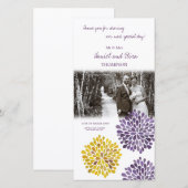 Dank u Paarse Yellow Flower Wedding Photo Card Bedankkaart (Voorkant / Achterkant)
