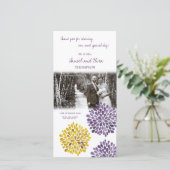 Dank u Paarse Yellow Flower Wedding Photo Card Bedankkaart (Staand voorkant)