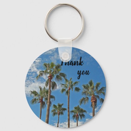 Dank u, palm Trees Bright Blue Sky Appreciation Sleutelhanger (Voorkant)