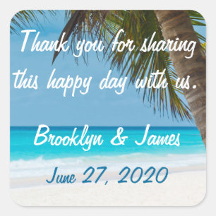 Dank U Palmboom Sticker Voor Op De Strand Bruiloft