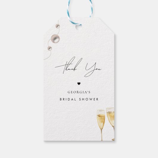 Dank u Parels Prosecco Champagne Vrijgezellenfeest Cadeaulabel (Achterkant)