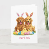 Dank u Pasen Golden Retriever Dogs Bunny Ears Bedankkaart (Voorkant)