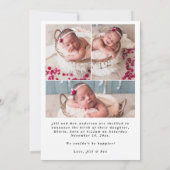 Dank u Pasgeboren Foto's Script Hartgeboorte Aankondiging (Achterkant)