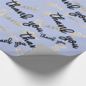 Dank u Pastel Blue Gold Caligrafie Script Cadeaupapier (Hoek)