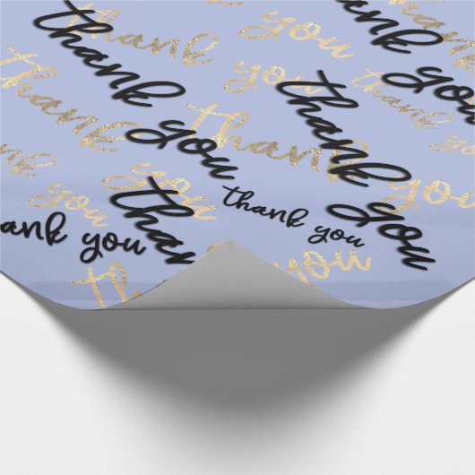 Dank u Pastel Blue Gold Caligrafie Script Cadeaupapier (Hoek)