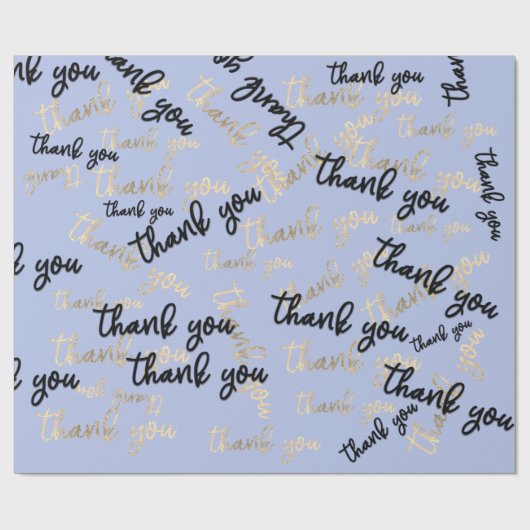 Dank u Pastel Blue Gold Caligrafie Script Cadeaupapier (Vlak)