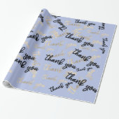 Dank u Pastel Blue Gold Caligrafie Script Cadeaupapier (Uitgerold)
