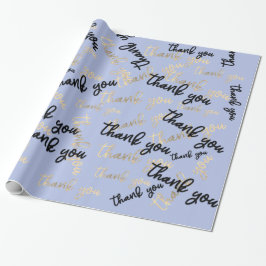 Dank u Pastel Blue Gold Caligrafie Script Cadeaupapier