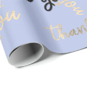 Dank u Pastel Blue Gold Caligrafie Script Cadeaupapier (Rol Hoek)