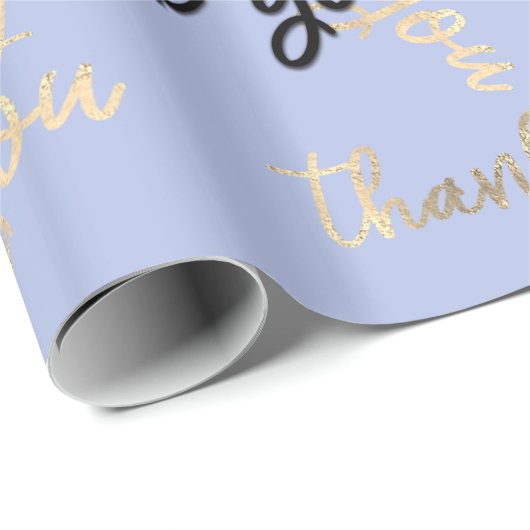 Dank u Pastel Blue Gold Caligrafie Script Cadeaupapier (Rol Hoek)