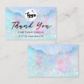 dank u , pastel faux glitter visitekaartje (Voorkant / Achterkant)