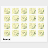 Dank U Pastel Gele Groene Krans Vierkante Sticker (Vel)