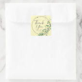 Dank U Pastel Gele Groene Krans Vierkante Sticker (Tas)