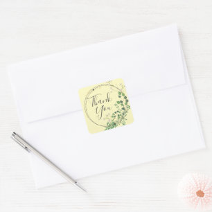 Dank U Pastel Gele Groene Krans Vierkante Sticker