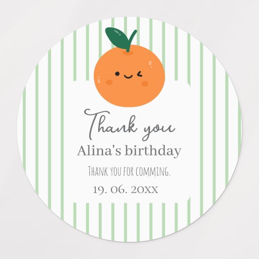 Dank u pastel Greenery strepen Verjaardag Labels (Design 1)
