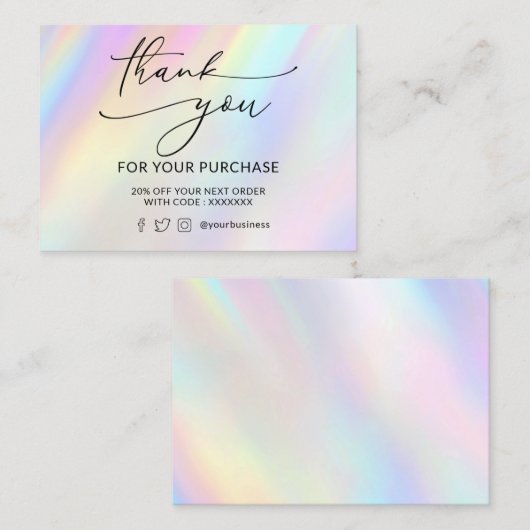 Dank u pastel kleuren visitekaartje (Voorkant / Achterkant)