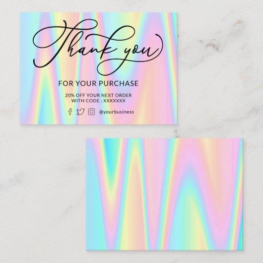 Dank u pastel kleuren visitekaartje (Voorkant / Achterkant)