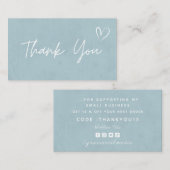 Dank u pastel lichtblauwe neutrale schaduw korting visitekaartje (Voorkant / Achterkant)