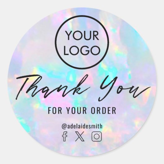 dank u , pastel opal gemstone ronde sticker (Voorkant)
