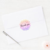 Dank u pastel Paarse roze mandala bloem Ronde Sticker (Envelop)