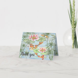 Dank u Pastel Tropical Koi Fish Pond Waterverf Bedankkaart