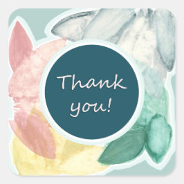 Dank u pastel tropische bladeren vierkante sticker
