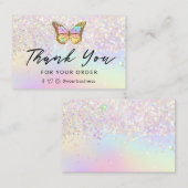 Dank u pastel vlinder visitekaartje (Voorkant / Achterkant)
