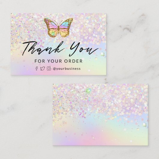 Dank u pastel vlinder visitekaartje (Voorkant / Achterkant)