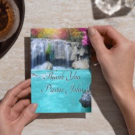 Dank U Pastor | Blauwe Waterval Waardering Briefkaart