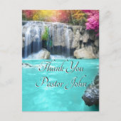 Dank U Pastor | Blauwe Waterval Waardering Briefkaart (Voorkant)