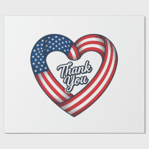 Dank U Patriottisch Hart Vintage Vector Ontwerp_1 Cadeaupapier