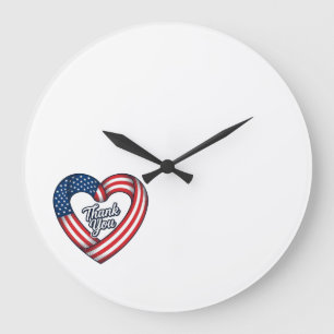 Dank U Patriottisch Hart Vintage Vector Ontwerp_1 Grote Klok