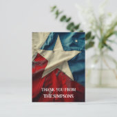 Dank u Patriottische Rode Witte Blauwe Lone Star  Briefkaart (Staand voorkant)