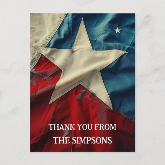 Dank u Patriottische Rode Witte Blauwe Lone Star  Briefkaart (Voorkant)