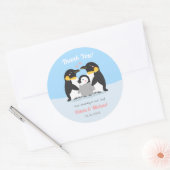 Dank u Penguin Familie Baby shower Decoratief Ronde Sticker (Envelop)