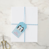 Dank u Penguin Familie Baby shower Gift Label Cadeaulabel (Met Touw)
