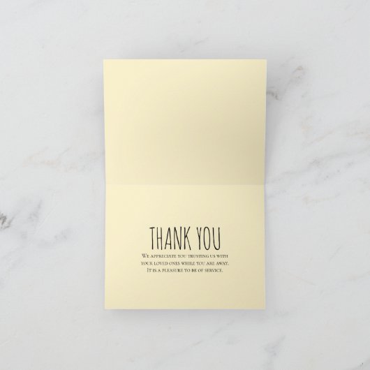 Dank u Pet Care Small Business Tabby Waterverf Notitiekaartje (Binnen)